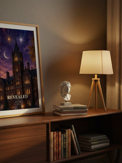 Revealed watercolour print on bookshelf – P. C. Cast fan gift