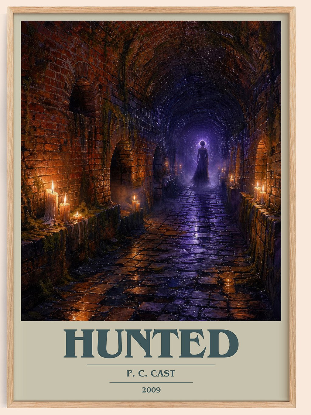 Hunted book cover book poster by P. C. Cast – framed literary art print