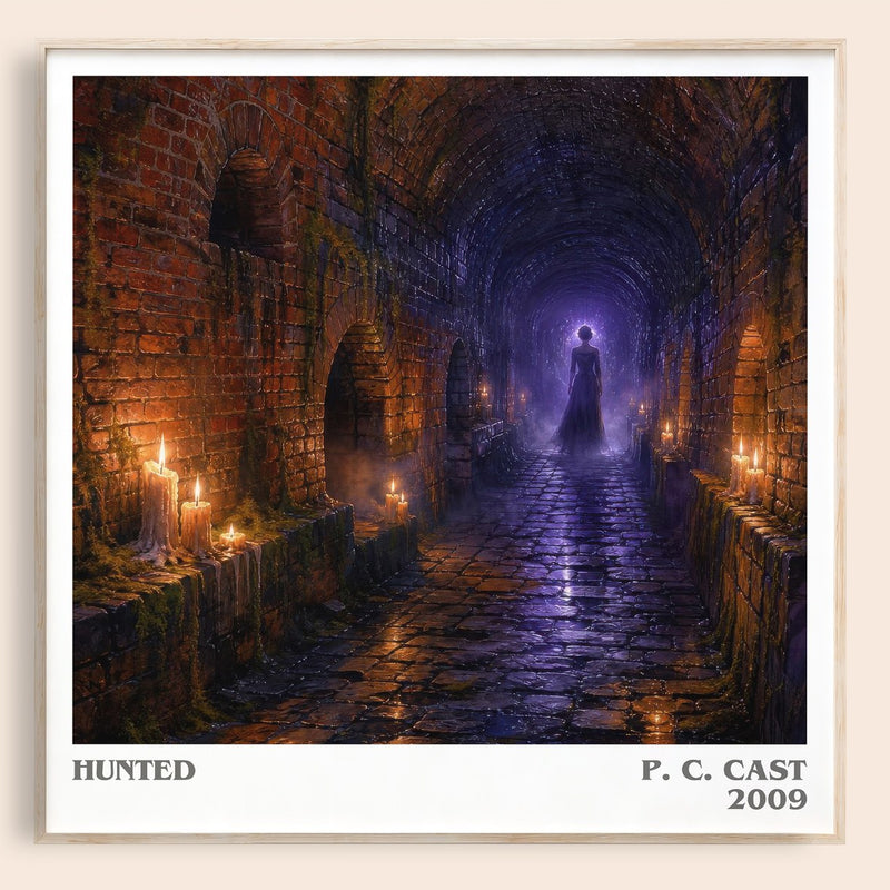 Hunted literary book poster by P. C. Cast – framed literary art print