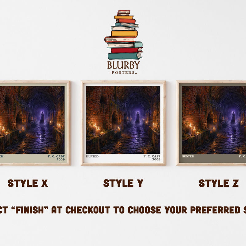 Hunted literary print in frame leaning in hallway – young adult wall art