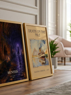 Hunted watercolour print framed by window – literary home decor