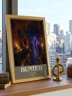 Hunted book cover print framed by window – literary home decor