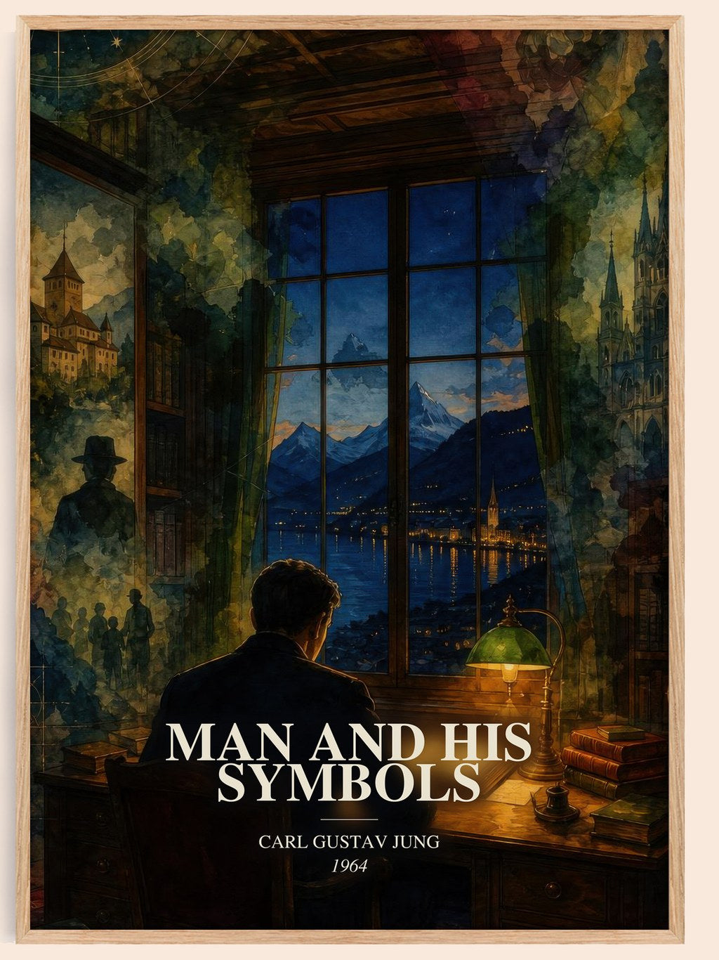 Man and His Symbols watercolour book poster by Carl Gustav Jung – framed literary art print