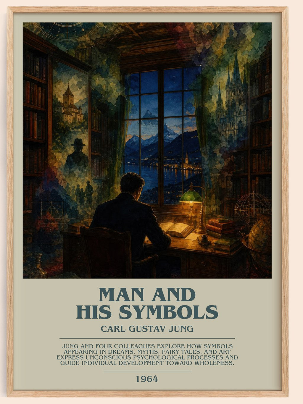 Man and His Symbols bookish book poster by Carl Gustav Jung – framed literary art print