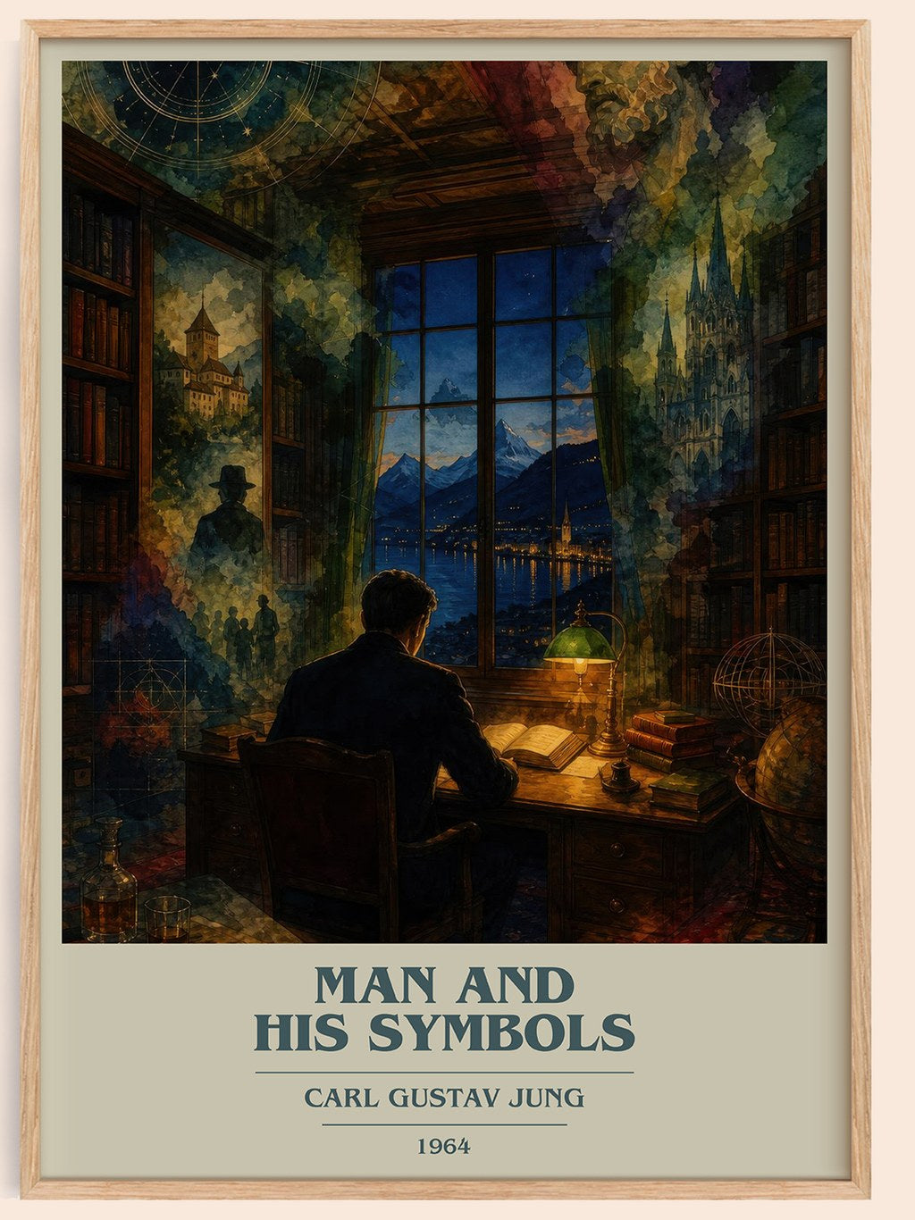 Man and His Symbols book cover book poster by Carl Gustav Jung – framed literary art print