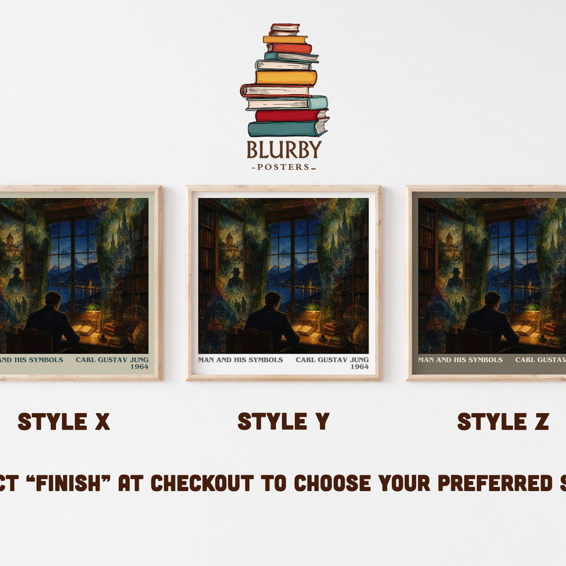 Man and His Symbols literary print in frame leaning in hallway – non fiction wall art