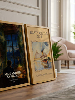 Man and His Symbols watercolour print framed by window – literary home decor