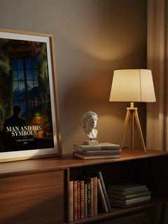 Man and His Symbols watercolour print on bookshelf – Carl Gustav Jung fan gift