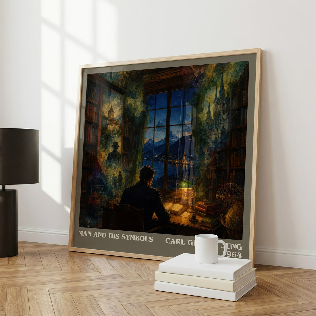 Man and His Symbols literary print framed by window – literary home decor