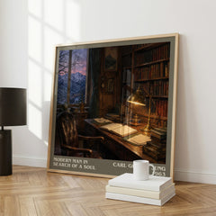 Modern man in search of a soul literary print framed by window – literary home decor