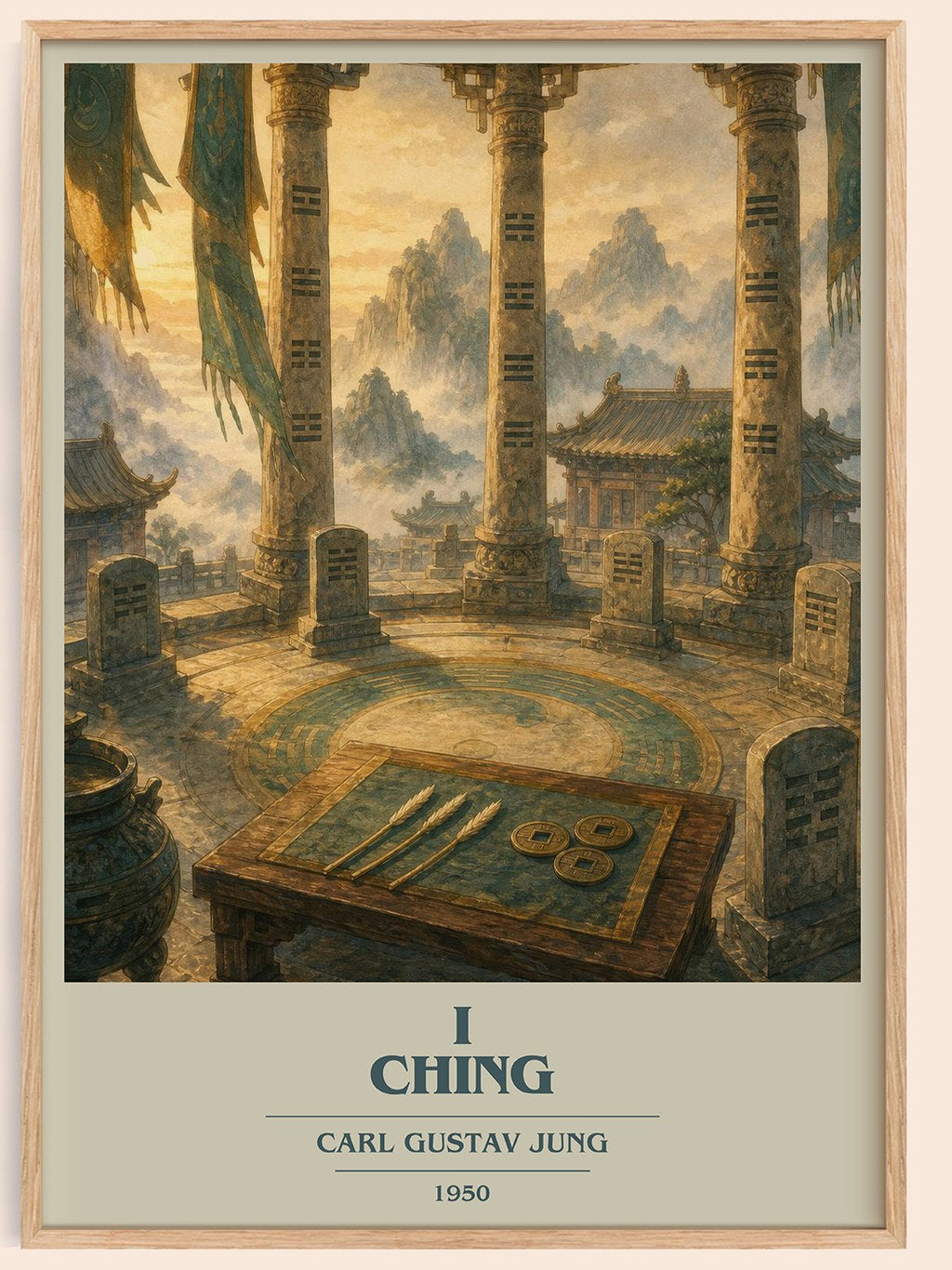 I Ching book cover book poster by Carl Gustav Jung – framed literary art print