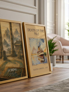I Ching watercolour print framed by window – literary home decor