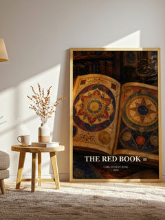 The red book = watercolour print in frame leaning in hallway – non fiction wall art