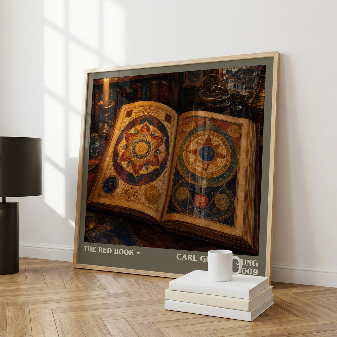 The red book = literary print framed by window – literary home decor