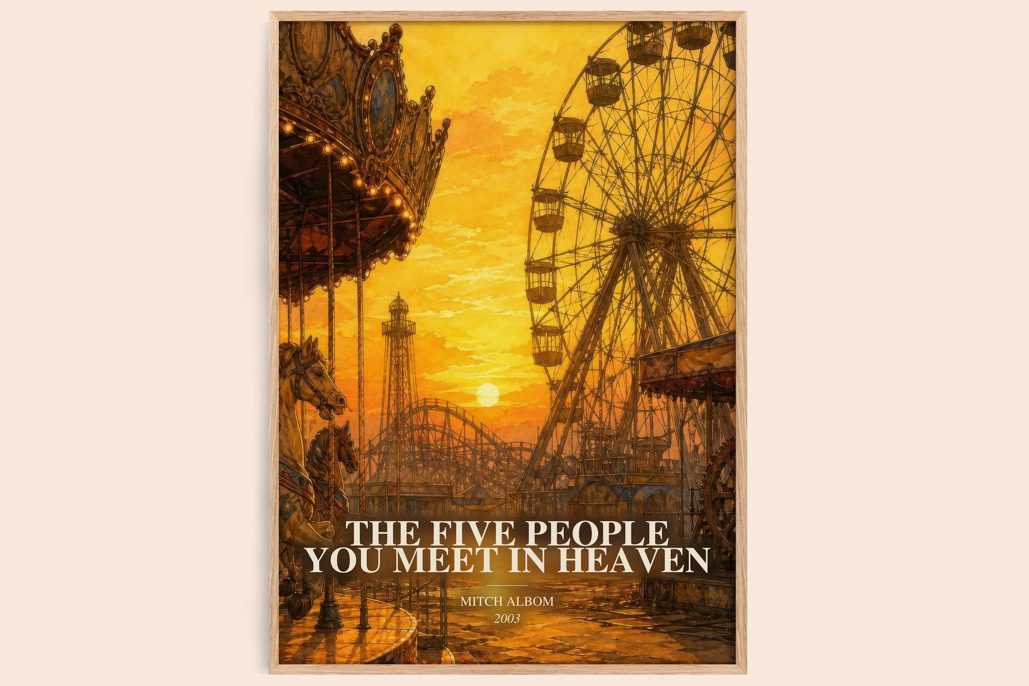 The Five People You Meet in Heaven Book Watercolour Illustration by Mitch Albom