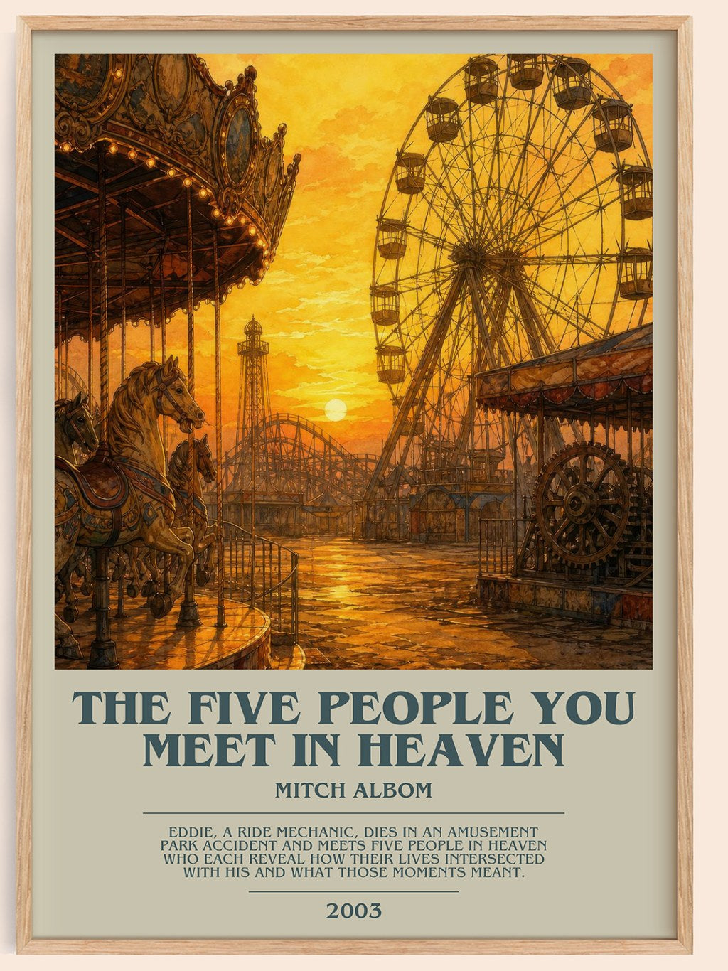 The Five People You Meet in Heaven bookish book poster by Mitch Albom – framed literary art print
