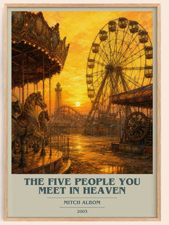 The Five People You Meet in Heaven book cover book poster by Mitch Albom – framed literary art print
