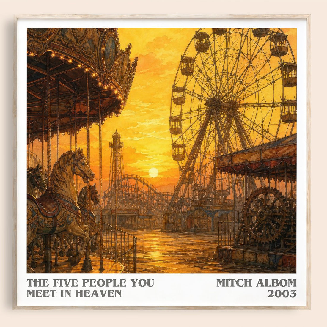 The Five People You Meet in Heaven literary book poster by Mitch Albom – framed literary art print