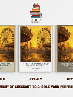 The Five People You Meet in Heaven book cover print in frame leaning in hallway – contemporary fiction wall art