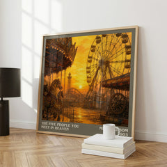 The Five People You Meet in Heaven literary print framed by window – literary home decor