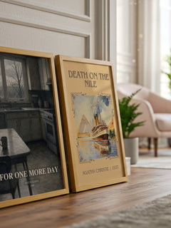 For One More Day watercolour print framed by window – literary home decor