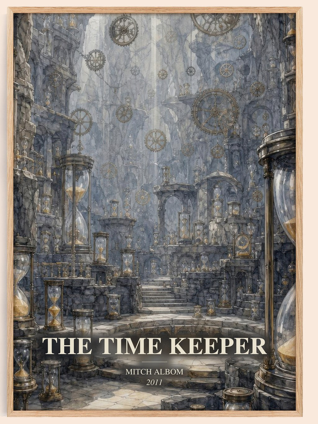 The time keeper watercolour book poster by Mitch Albom – framed literary art print