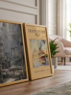 The time keeper watercolour print framed by window – literary home decor