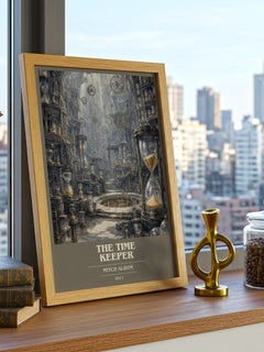 The time keeper book cover print framed by window – literary home decor