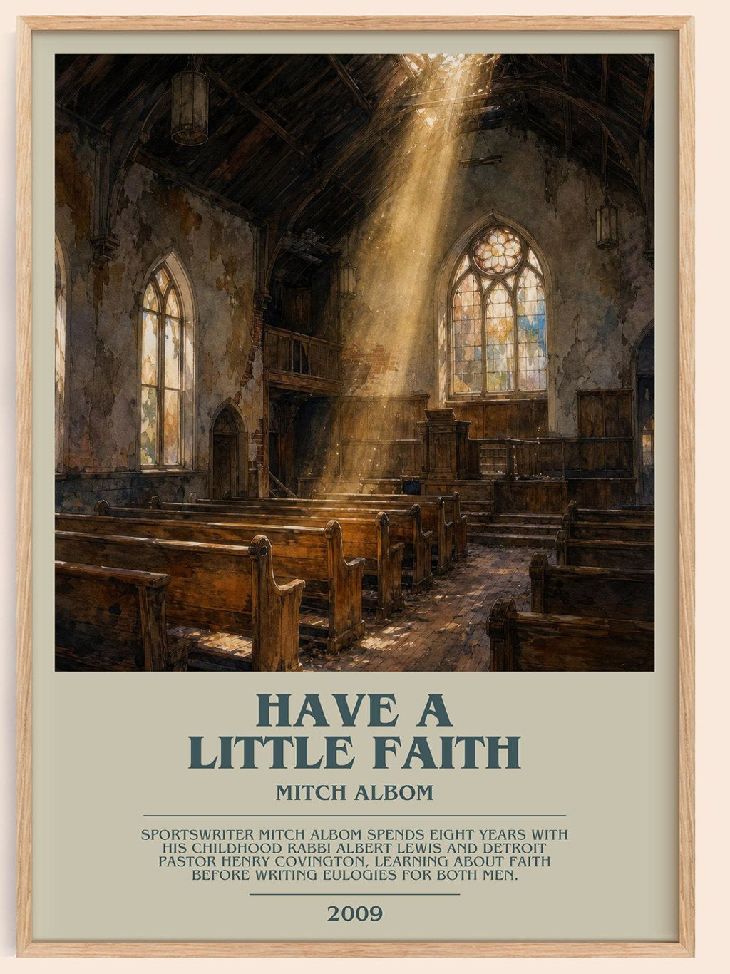Have a little faith bookish book poster by Mitch Albom – framed literary art print