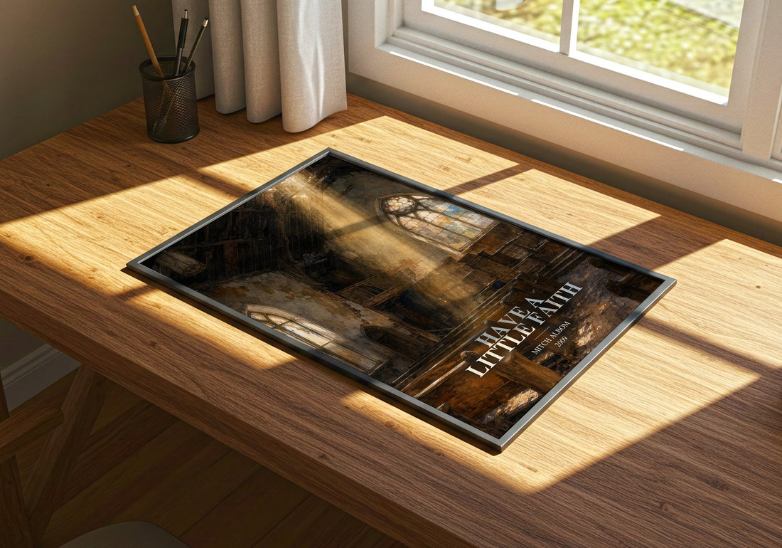 Have a little faith watercolour book poster framed on wall – memoir wall art