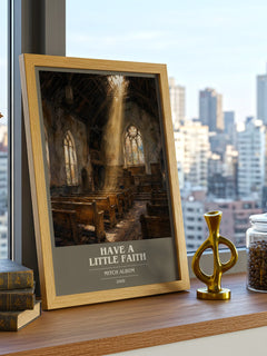 Have a little faith book cover print framed by window – literary home decor