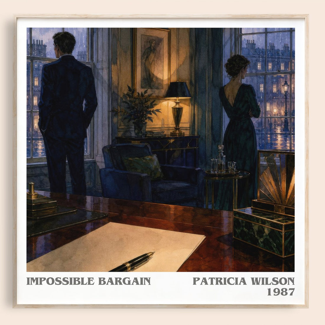 Impossible Bargain literary book poster by Patricia Wilson – framed literary art print