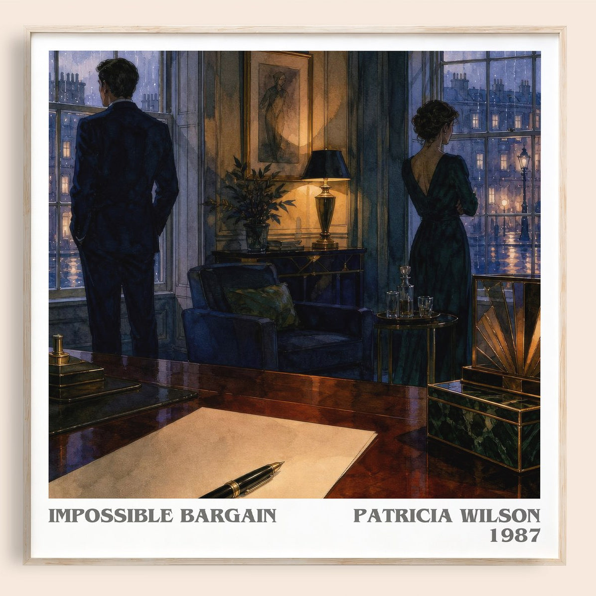 Impossible Bargain literary book poster by Patricia Wilson – framed literary art print