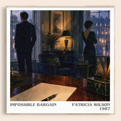 Impossible Bargain literary book poster by Patricia Wilson – framed literary art print