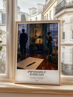 Impossible Bargain book cover poster colour and style options – Patricia Wilson book art
