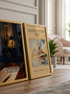 Impossible Bargain watercolour print framed by window – literary home decor