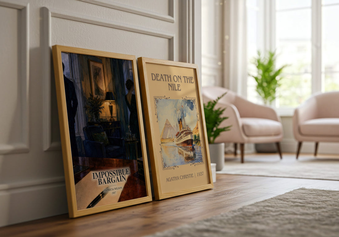 Impossible Bargain watercolour print framed by window – literary home decor
