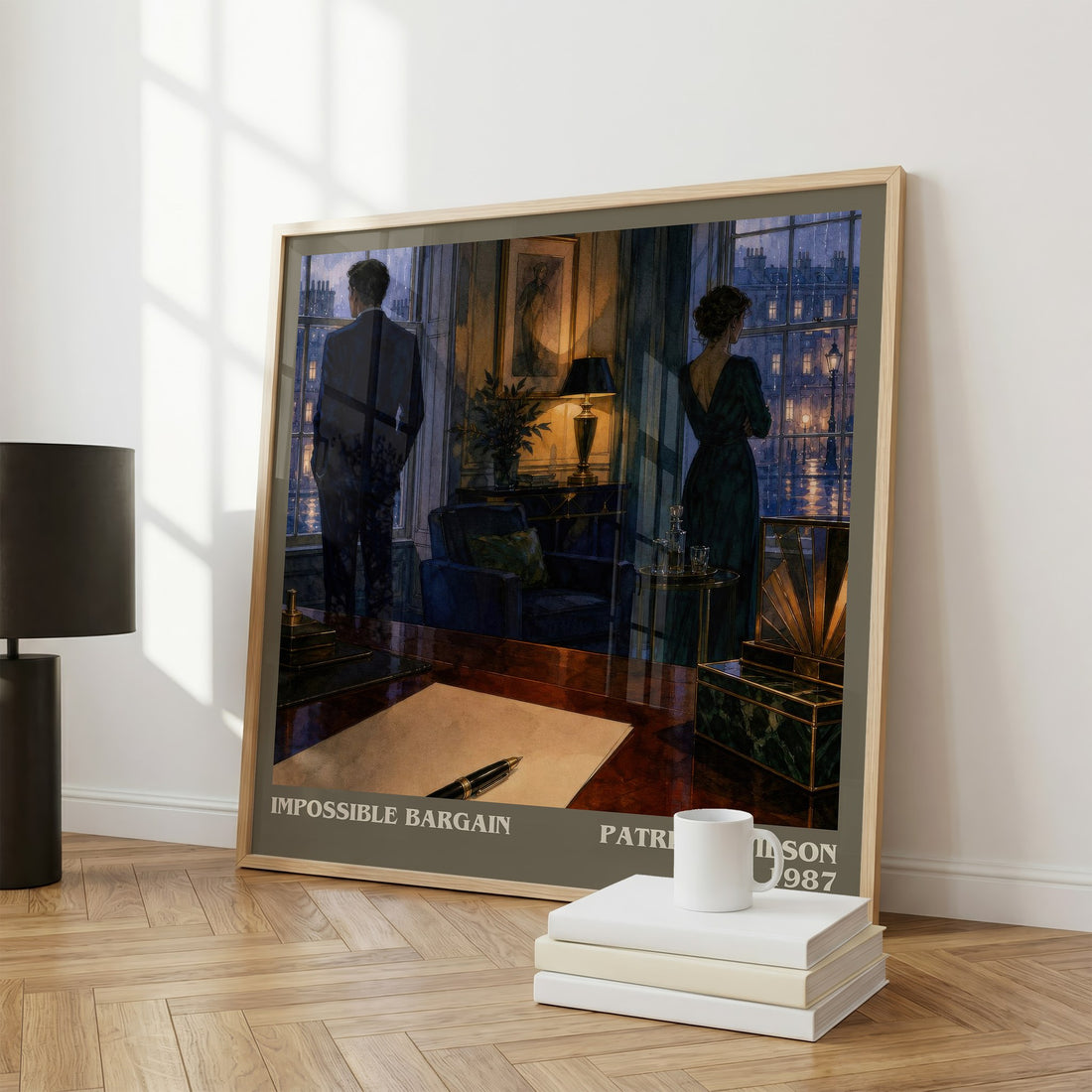 Impossible Bargain literary print framed by window – literary home decor