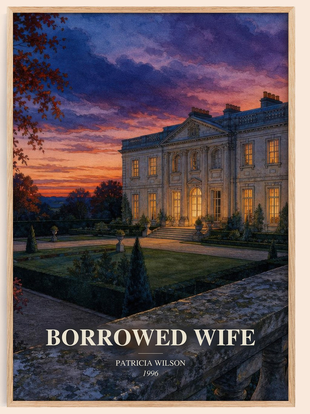 Borrowed Wife watercolour book poster by Patricia Wilson – framed literary art print