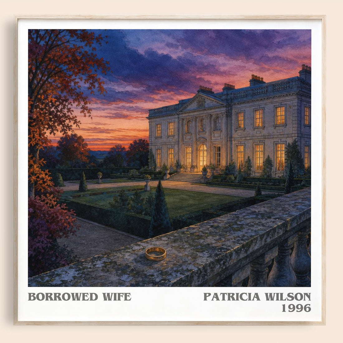 Borrowed Wife literary book poster by Patricia Wilson – framed literary art print