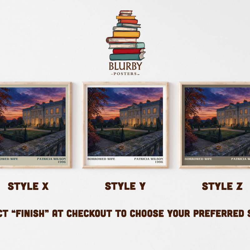 Borrowed Wife literary print in frame leaning in hallway – romance wall art