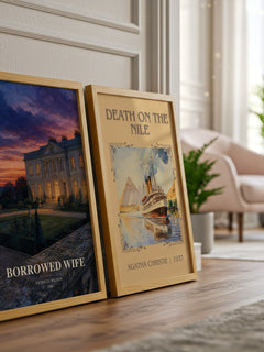 Borrowed Wife watercolour print framed by window – literary home decor