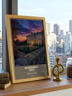 Borrowed Wife book cover print framed by window – literary home decor