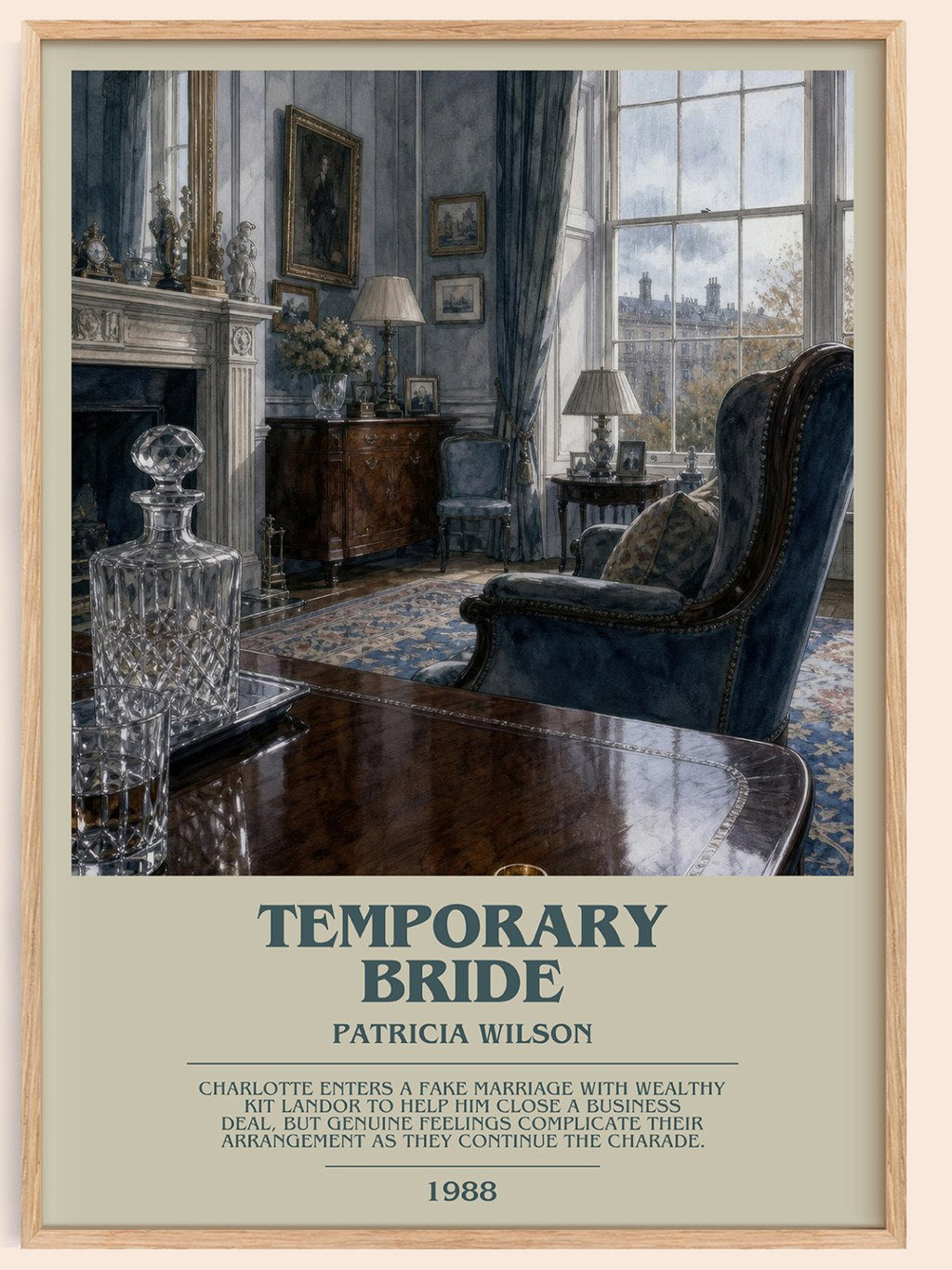 Temporary Bride bookish book poster by Patricia Wilson – framed literary art print