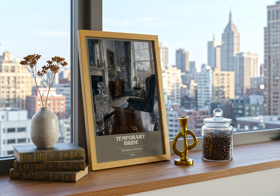 Temporary Bride book cover print framed by window – literary home decor