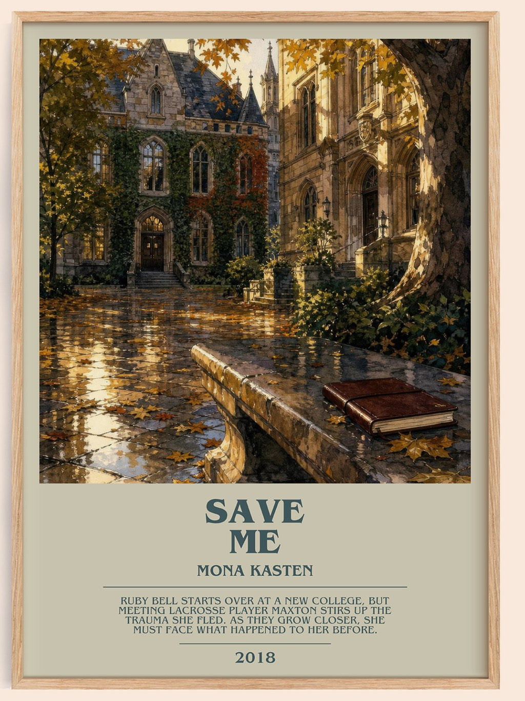 Save Me bookish book poster by Mona Kasten – framed literary art print