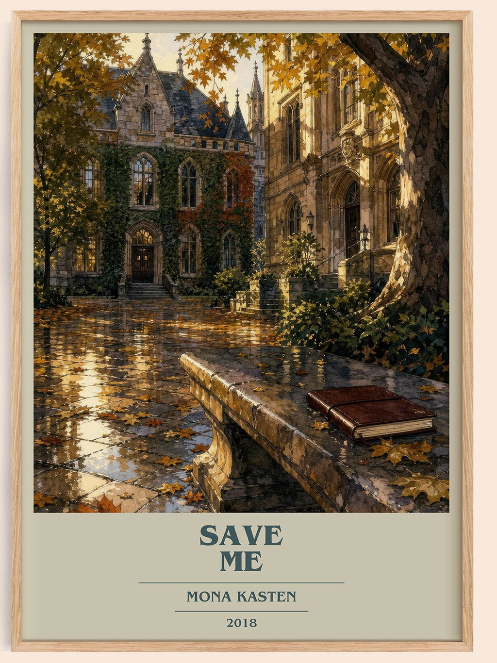 Save Me book cover book poster by Mona Kasten – framed literary art print