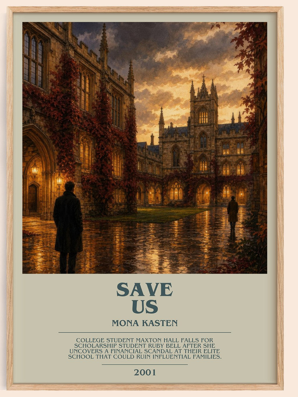 Save Us bookish book poster by Mona Kasten – framed literary art print