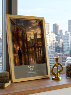 Save Us book cover print framed by window – literary home decor