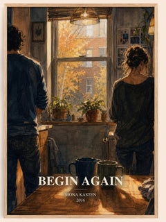 Begin Again watercolour book poster by Mona Kasten – framed literary art print